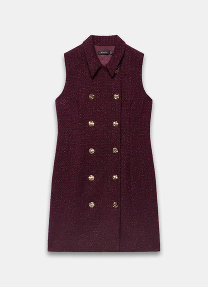Burgundy Boucle Mini Shift Dress