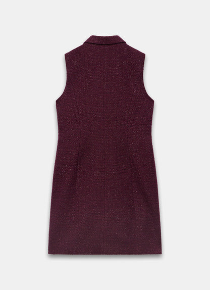 Burgundy Boucle Mini Shift Dress