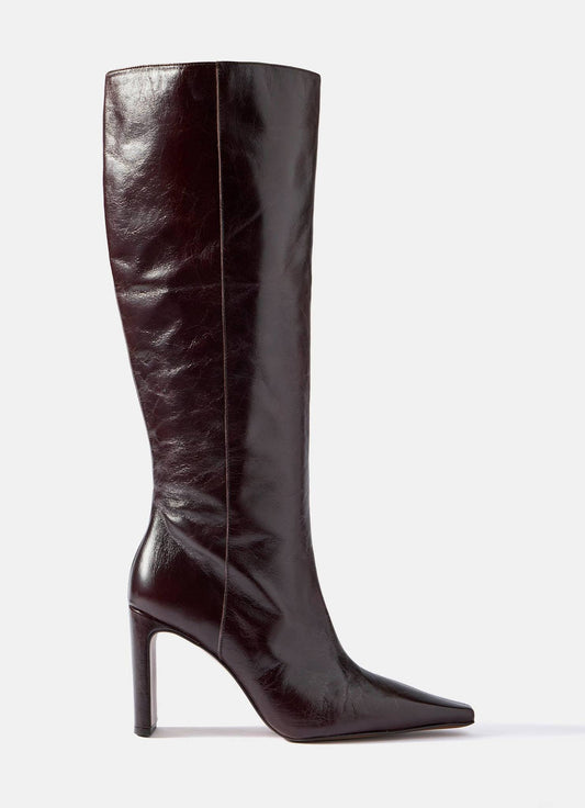 Bridie Burgundy Leather Knee High Boots