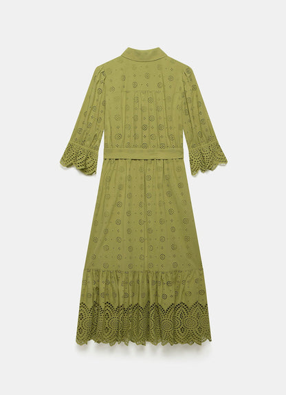 Green Broderie Midi Dress