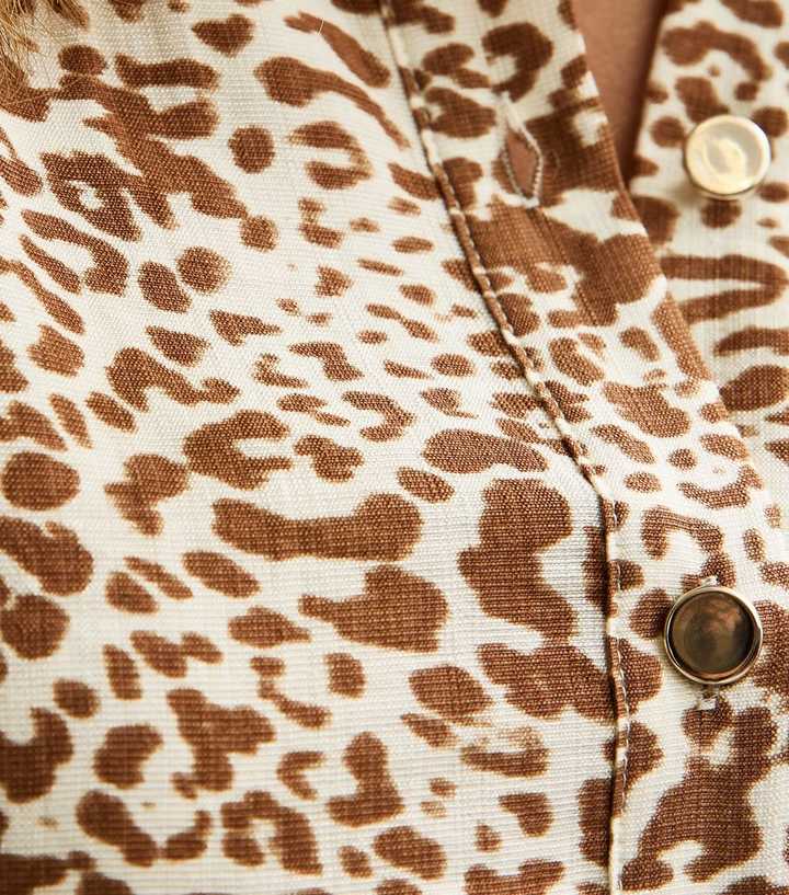 Brown Animal Print Belted Midi Shirt Dress