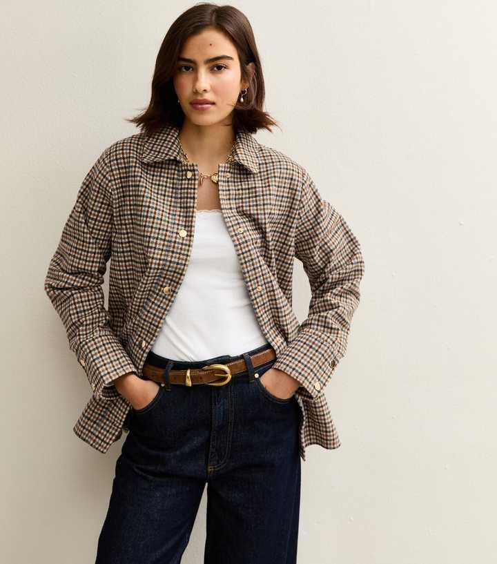 Brown Checked Shacket