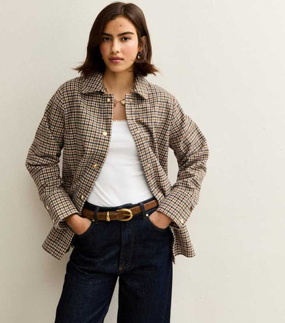 Brown Checked Shacket