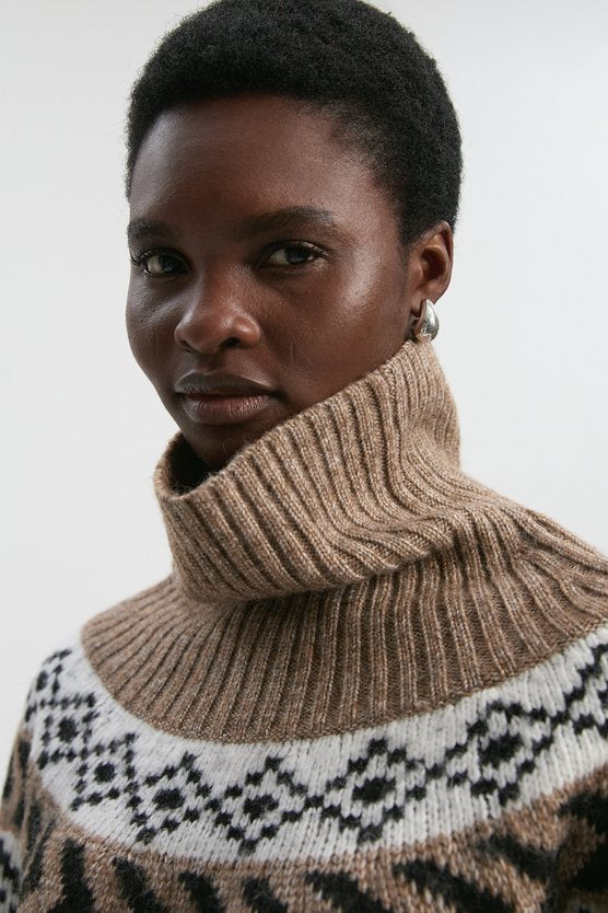 Fairisle Pattern Crew Neck Knit Jumper