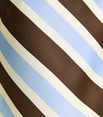 Brown Satin Striped Bias Cut Midi Skirt
