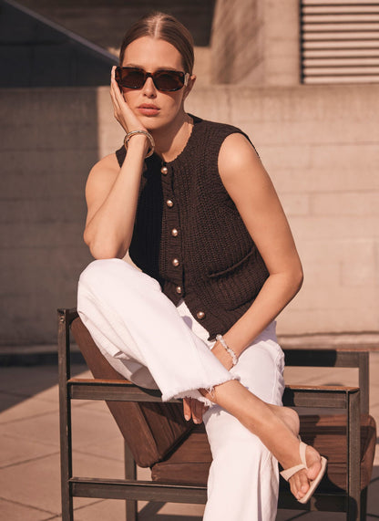 Brown Chunky Knit Waistcoat