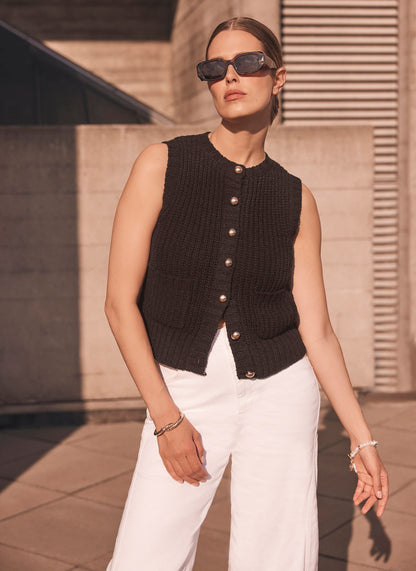 Brown Chunky Knit Waistcoat