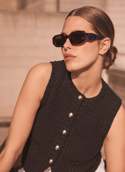 Brown Chunky Knit Waistcoat