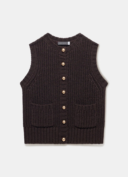 Brown Chunky Knit Waistcoat