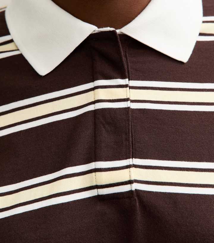 Brown Striped Long Sleeve Rugby Top