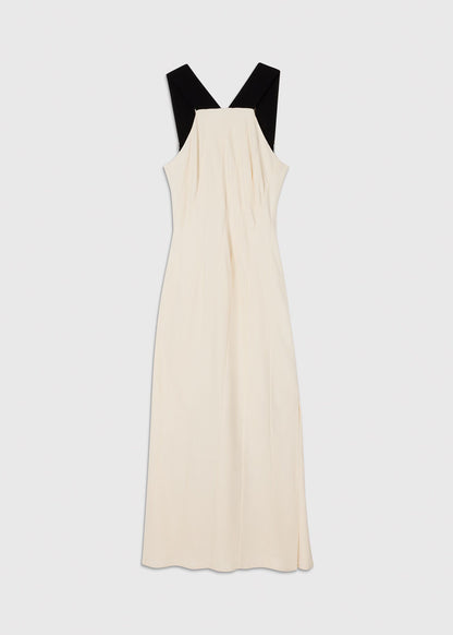 Ivory/Multi Buckle Detail Midi Dress