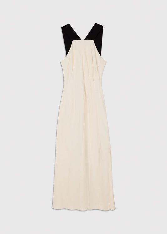 Ivory/Multi Buckle Detail Midi Dress
