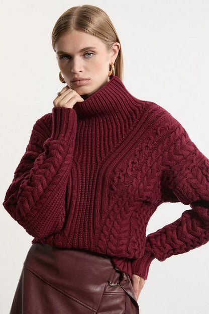 Cable Knit Balloon Sleeve Jumper