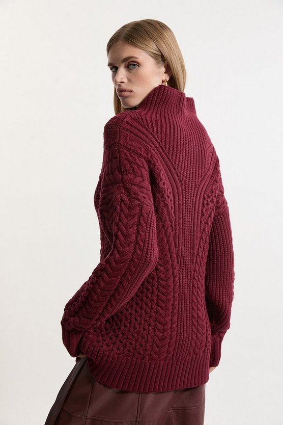 Cable Knit Balloon Sleeve Jumper