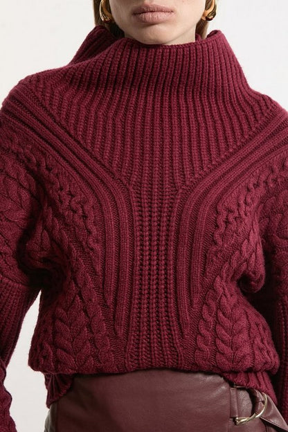 Cable Knit Balloon Sleeve Jumper