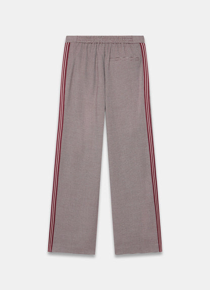 Burgundy Checked Side Stripe Wide Trousers