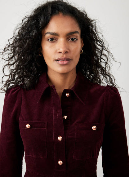 Burgundy Corduroy Midi Dress