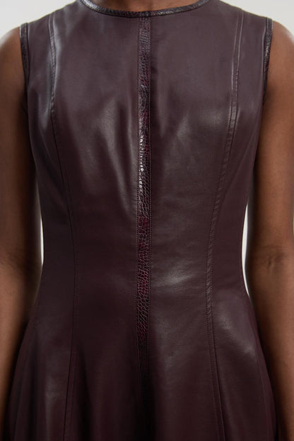 Faux Leather Croc Full Midi Dress