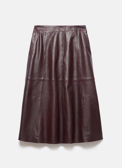 Burgundy Leather Maxi Skirt