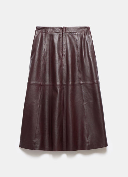 Burgundy Leather Maxi Skirt