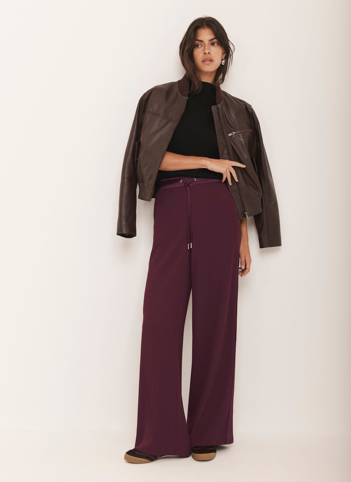 Burgundy Leather Bomber Jacket