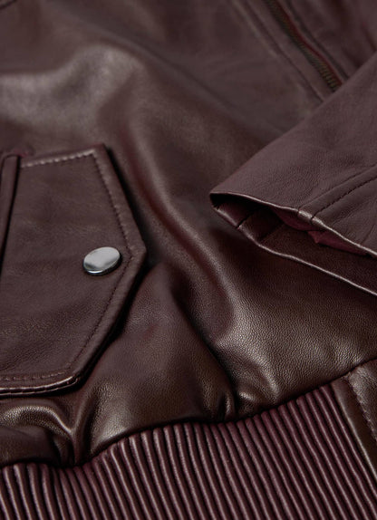 Burgundy Leather Bomber Jacket
