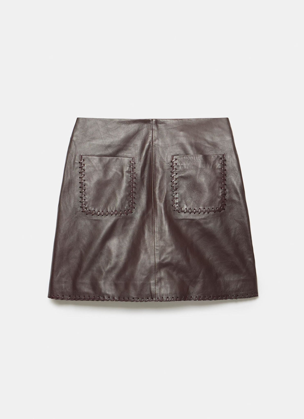 Burgundy Leather Mini Skirt