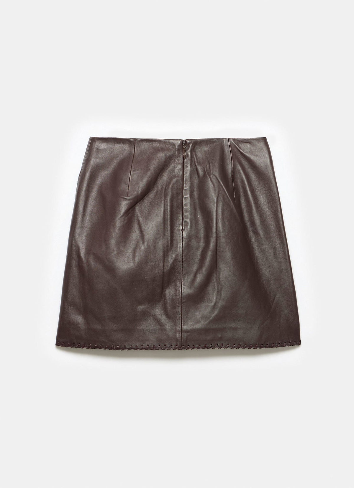 Burgundy Leather Mini Skirt