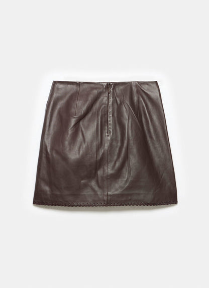 Burgundy Leather Mini Skirt