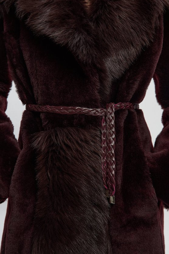 Reversible Shearling & Leather Belted Maxi Coat