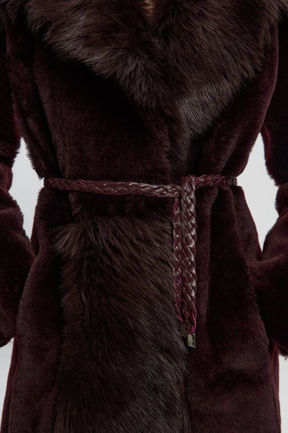 Reversible Shearling & Leather Belted Maxi Coat