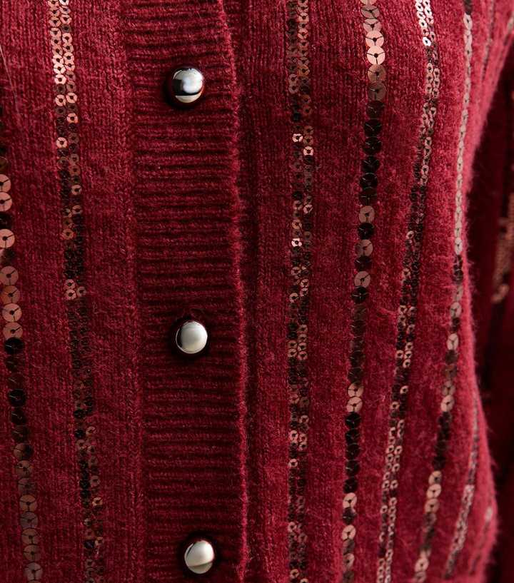 Burgundy Sequin Embellished Cardigan