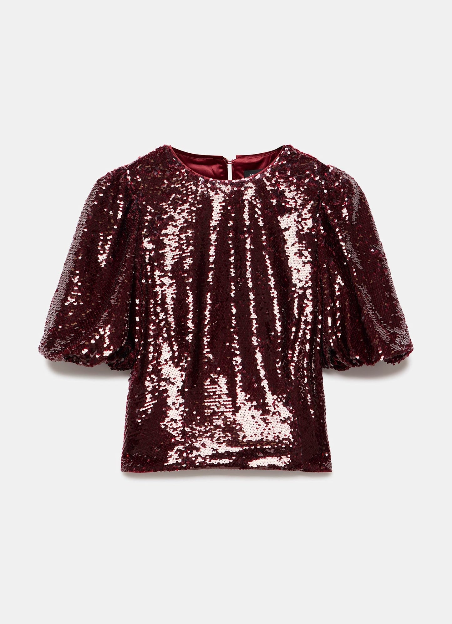 Burgundy Sequin Short Sleeve Top