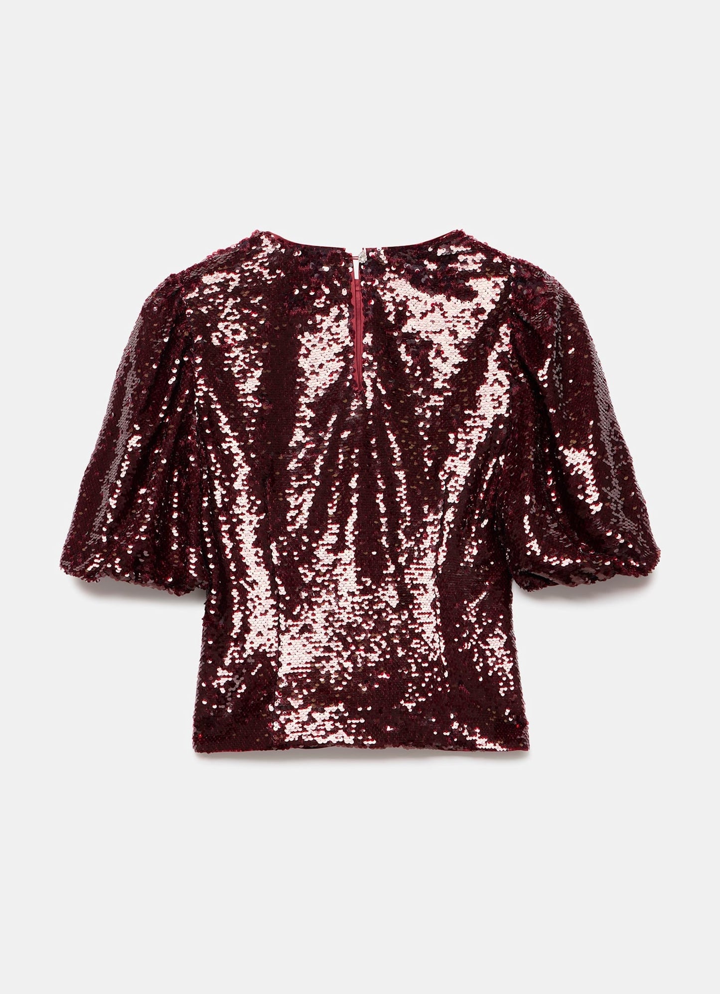 Burgundy Sequin Short Sleeve Top