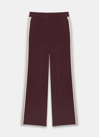 Burgundy Contrast Side Stripe Trousers