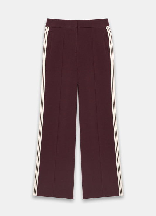 Burgundy Contrast Side Stripe Trousers