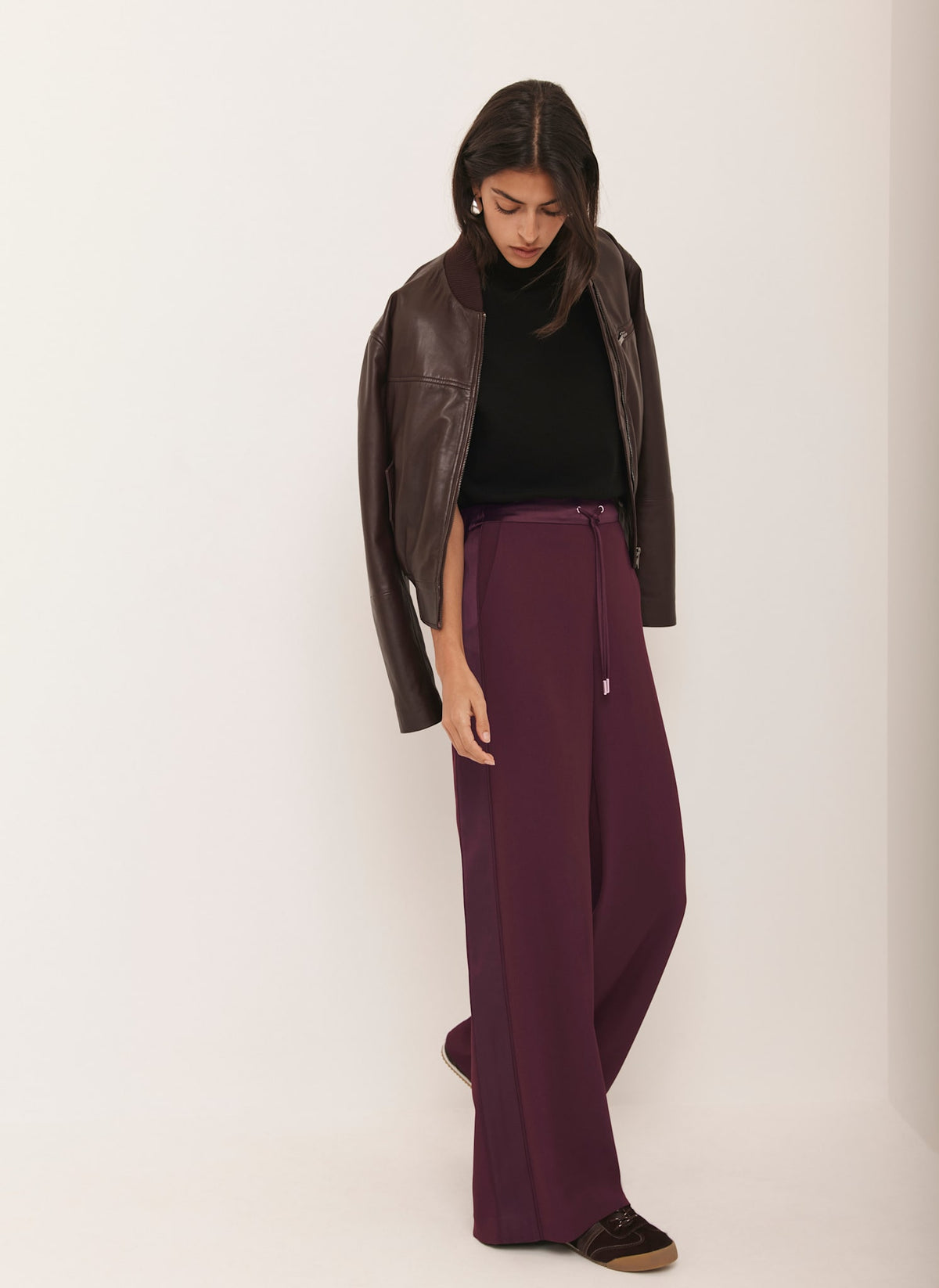 Burgundy Side Stripe Trousers
