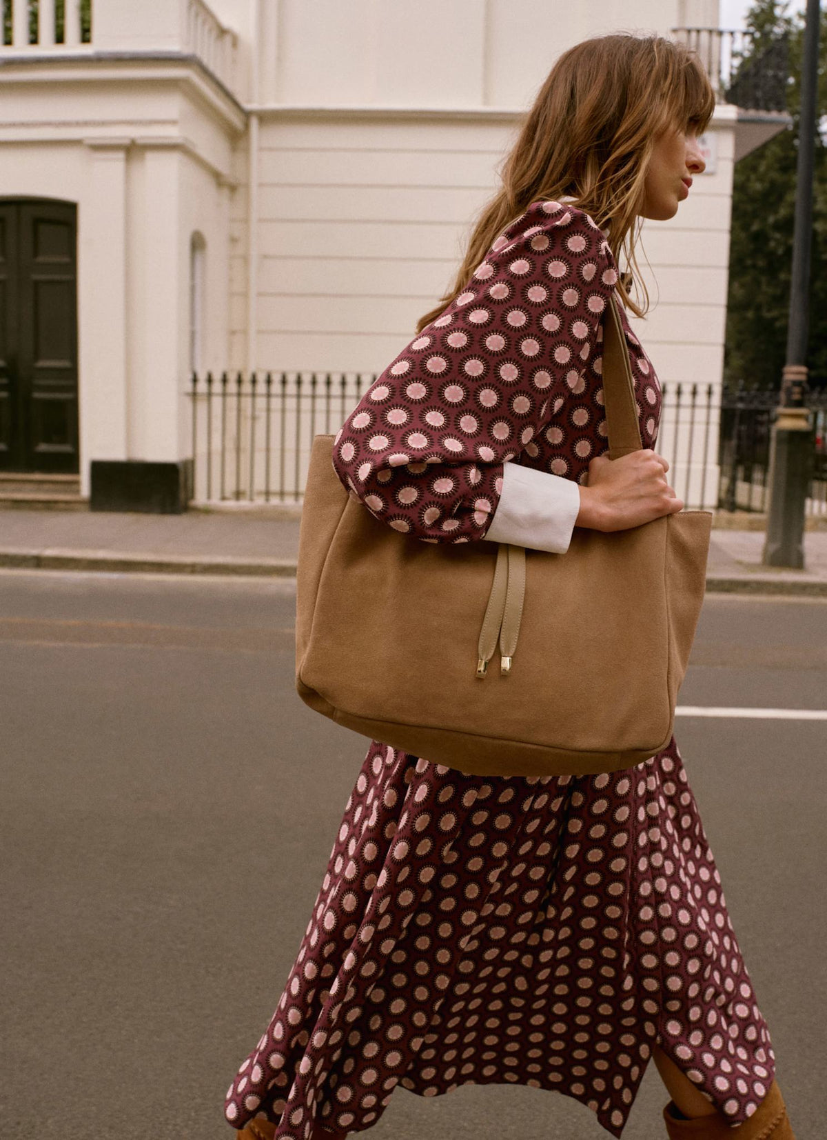 Burgundy Geometric Print Midi Dress