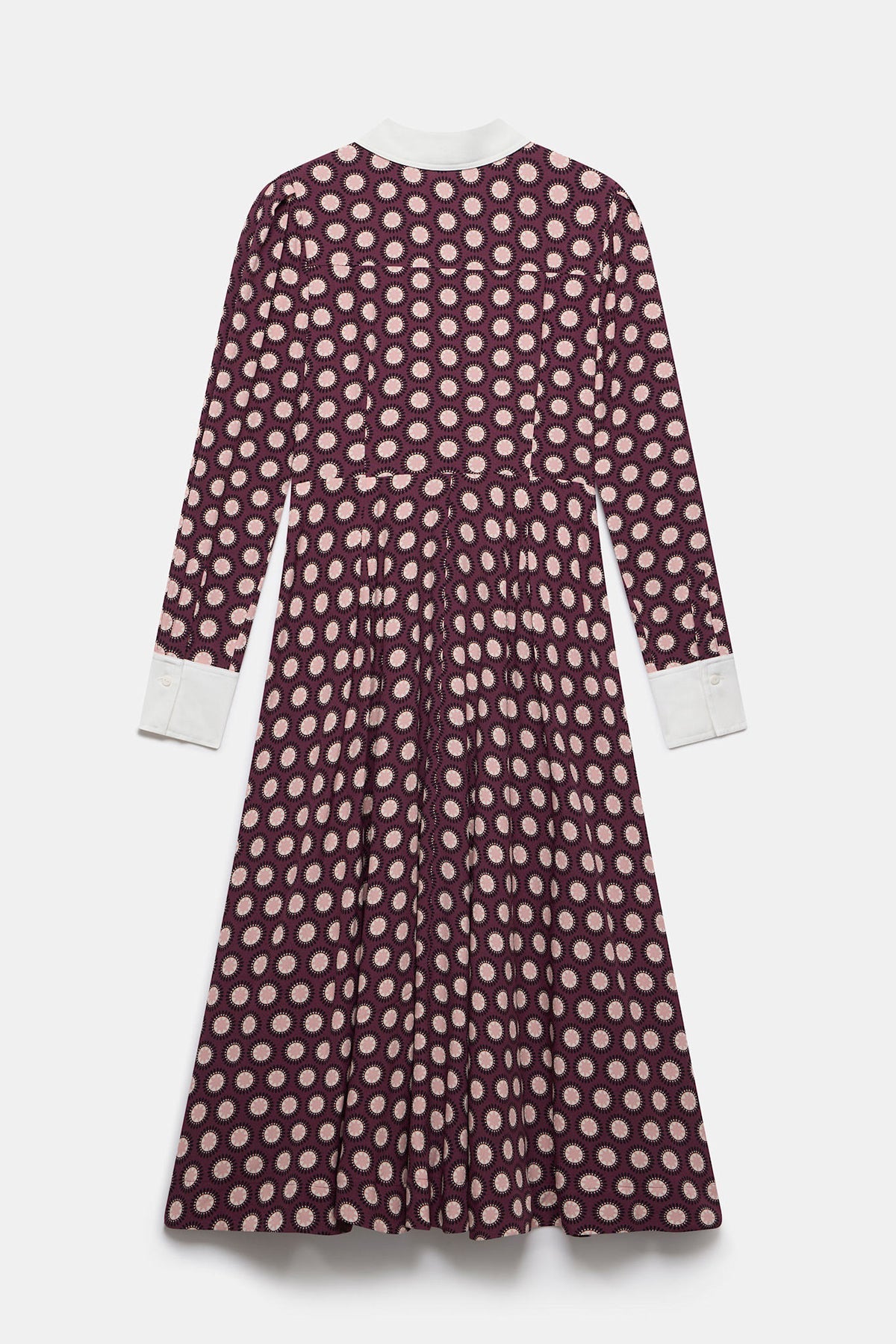 Burgundy Geometric Print Midi Dress