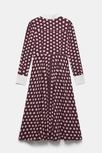Burgundy Geometric Print Midi Dress