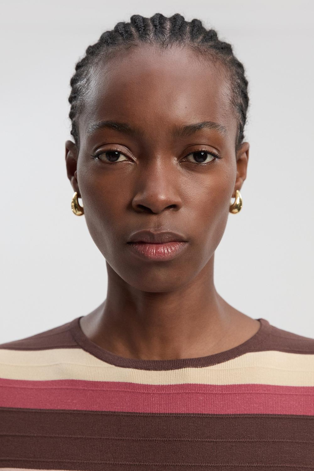 Stripe Long Sleeve Knitted Maxi Dress