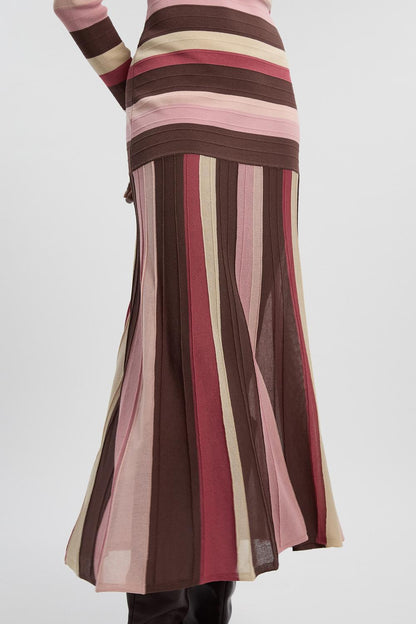 Stripe Long Sleeve Knitted Maxi Dress