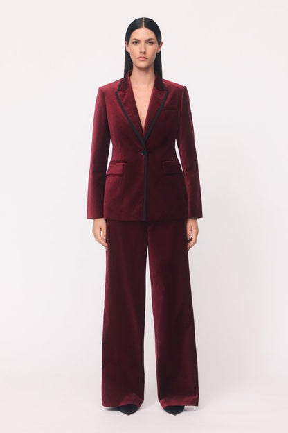 Velvet Groisgrain Tailored Wide Leg Trouser