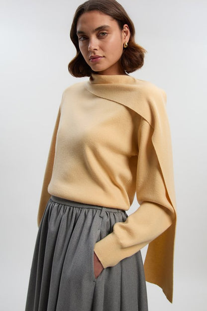 Cashmere Blend Scarf Neck Jumper