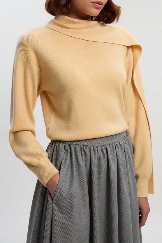 Cashmere Blend Scarf Neck Jumper