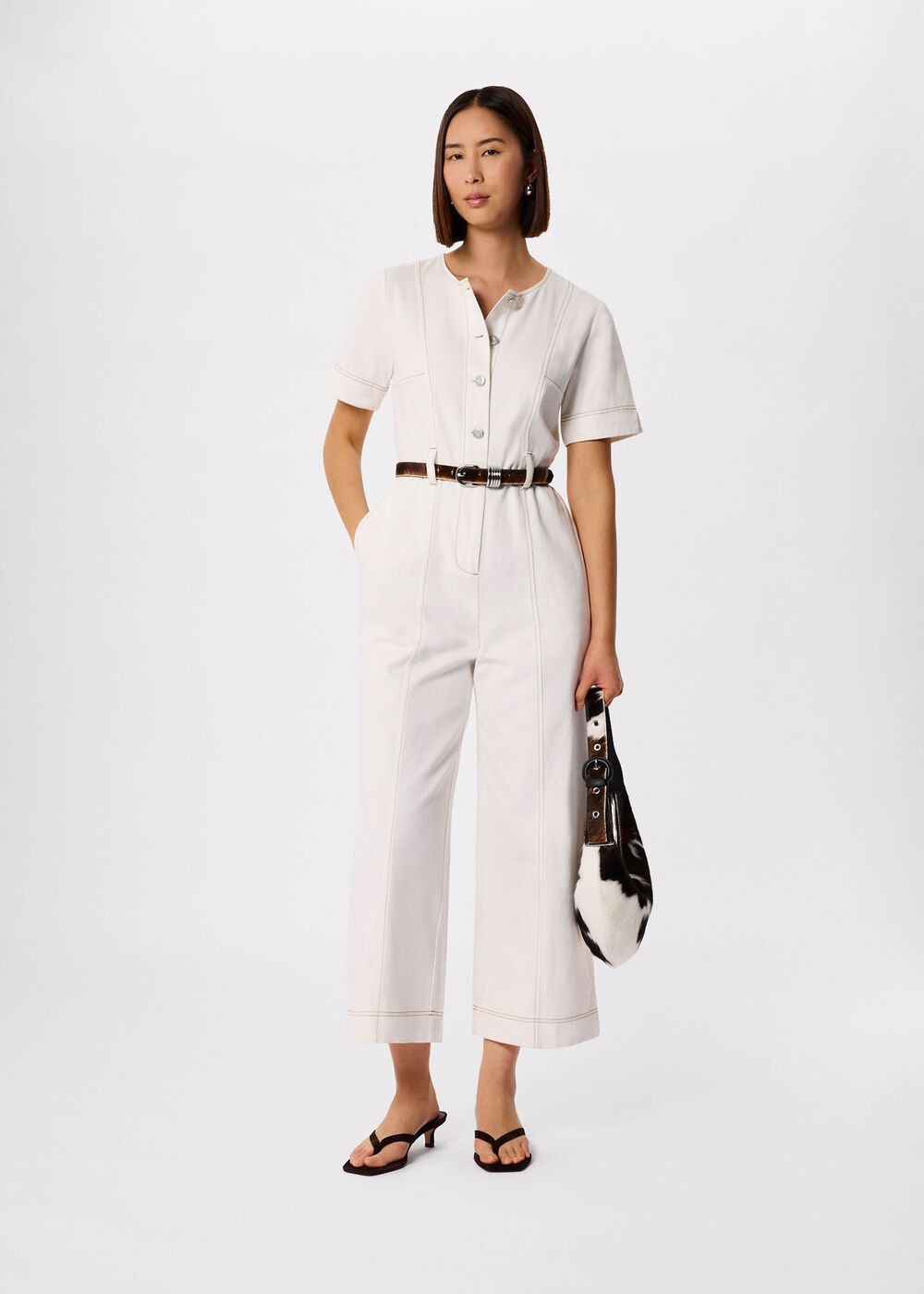 Ivory Button Down Jumpsuit