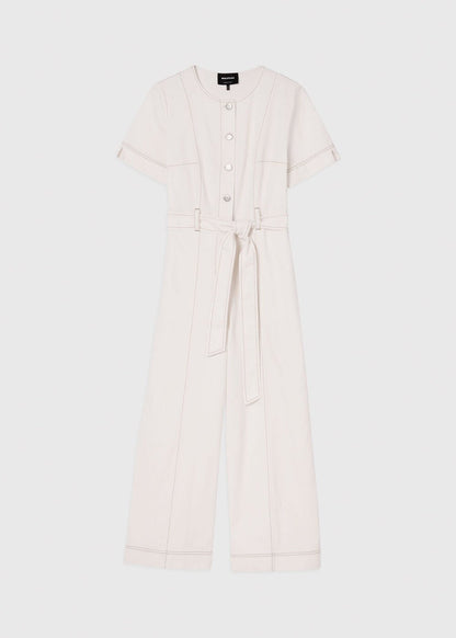 Ivory Button Down Jumpsuit