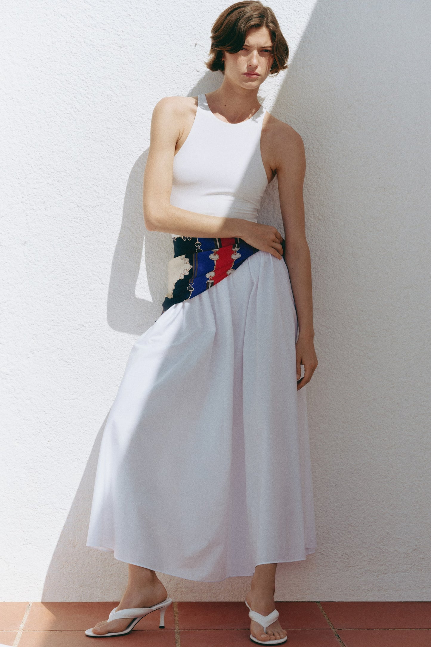 A-line skirt with hip scarf