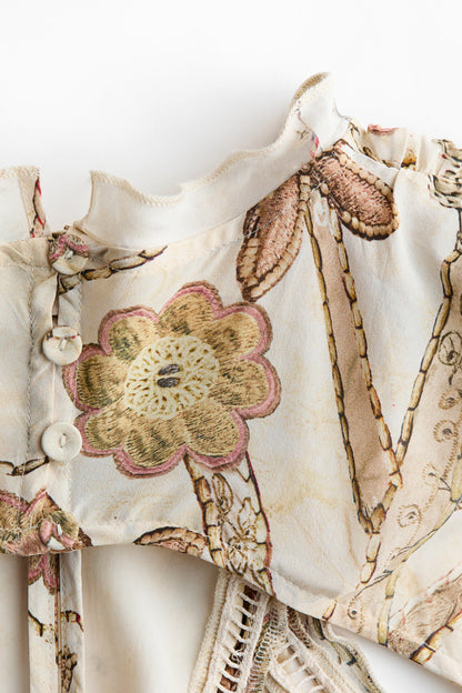 Floral-print ruffled open-back dress