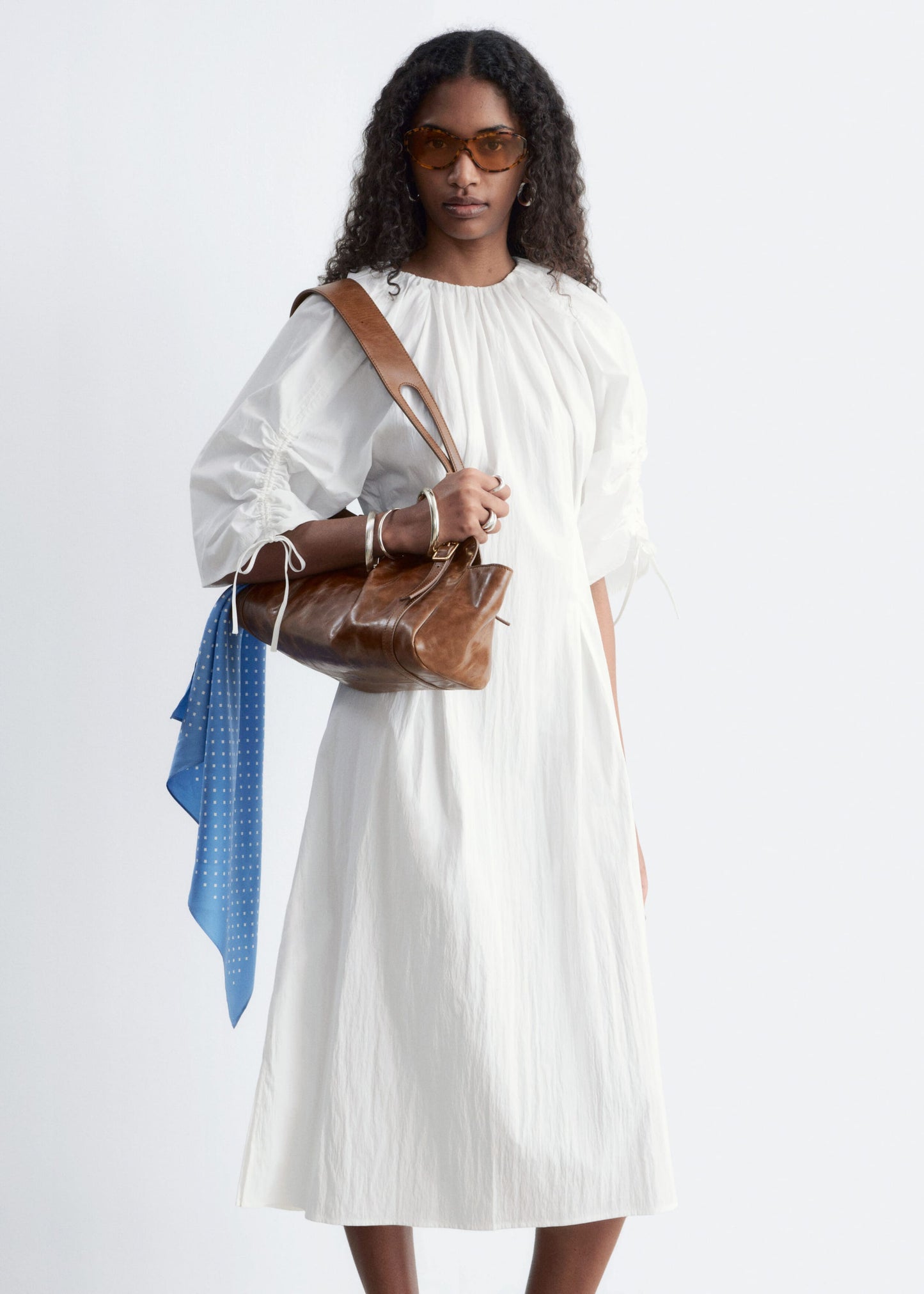 Sculptural Drawstring Midi Dress